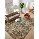 Antic Hand Knotted New Zealand Wool Black/Camel Area Rug