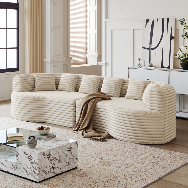 Boneless Curved Sectional Sofa, Beige