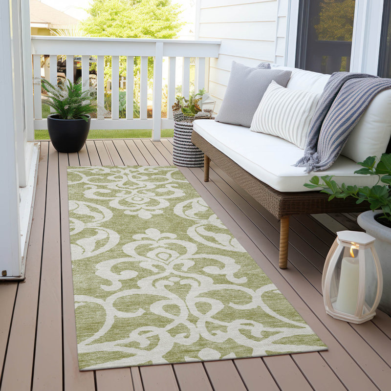 Chayden Washable Damask Indoor / Outdoor Rug, Runner 2'3" x 7'6"