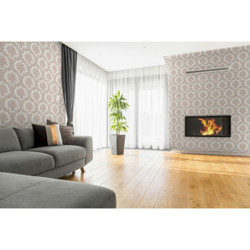 Italian Classics 4 Floral Baroque Damask 3D Embossed Wallpaper Roll, Pink
