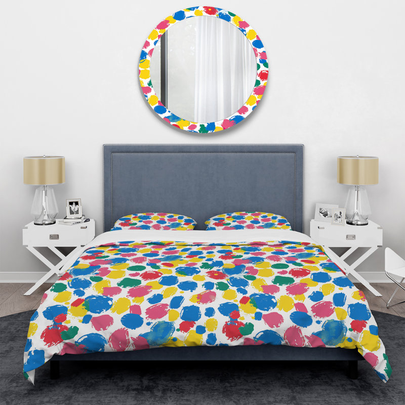 Rouge, bleu, abstrait, couleurs amusantes I - Ensemble de housse de couette abstrait