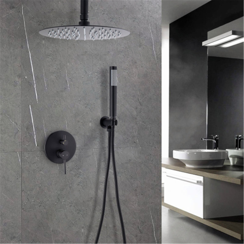Robinet de douche mural seulement, Noir mat