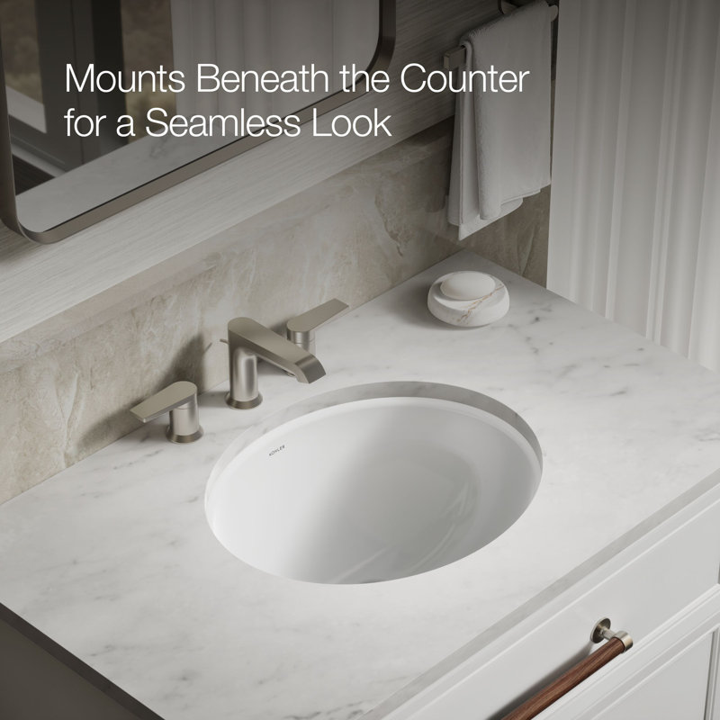 Caxton Ceramic Oval Undermount Bathroom Sink, White