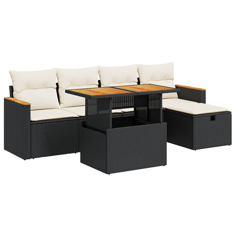 Ensemble de canapé de jardin Vidaxl, Noir, Noir