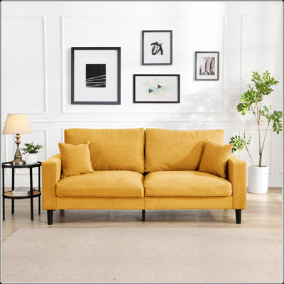 74 Inch High-Resilience 3-Seater Sofa: Wooden Frame, Comfortable Modern Upholstered Seating
