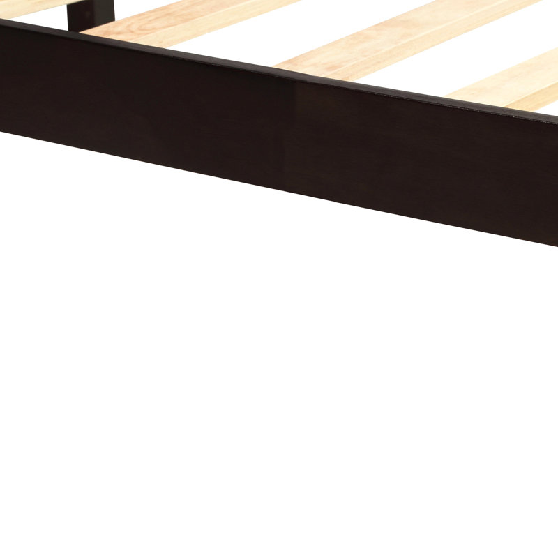 Base de lit plateforme avec tête de lit, support à lattes de bois, aucun sommier requis, Espresso, Grand lit