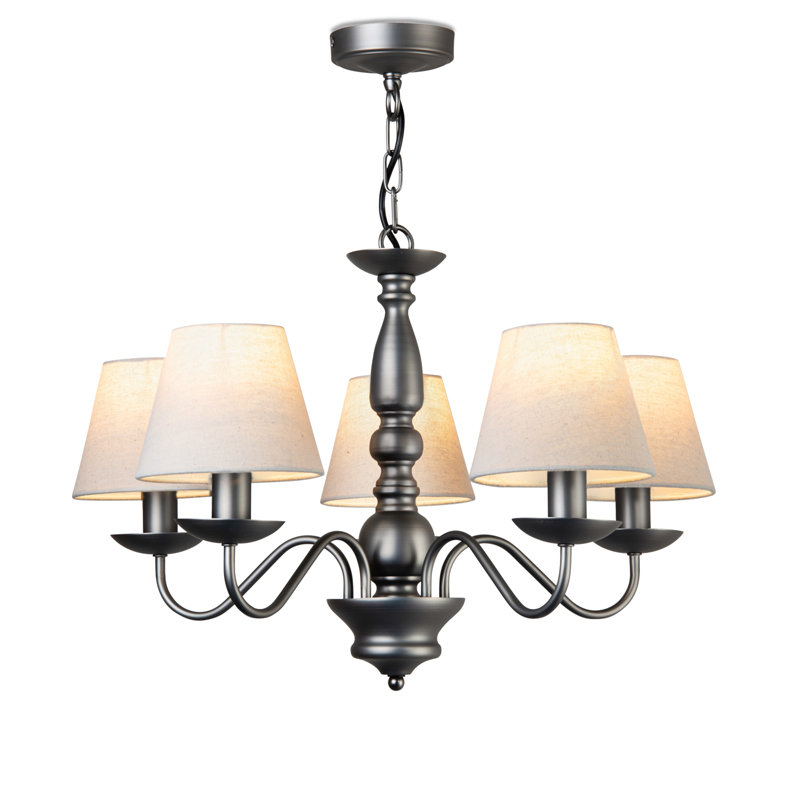 Avon 5-Light Shaded Chandelier, Pewter Grey