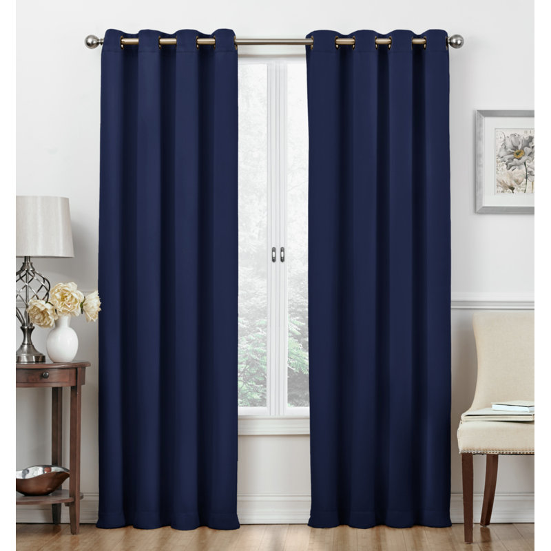 Frohna Room Darkening Curtain Pair, Navy