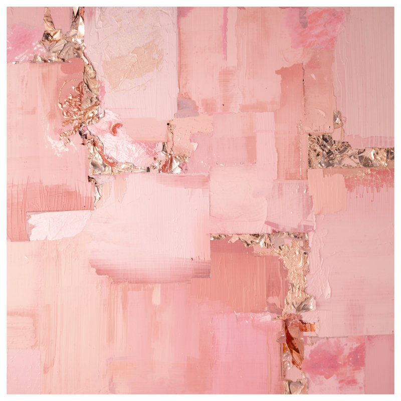 Tapis de bain rose à texture abstraite, L 24 po x L 17 po