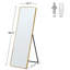 Miroir pleine longueur à DEL avec lumières - 3 lumières à intensité variable, cadre doré, miroir de plancher autoportant pour la chambre à coucher, le salon et la boutique de mariage
