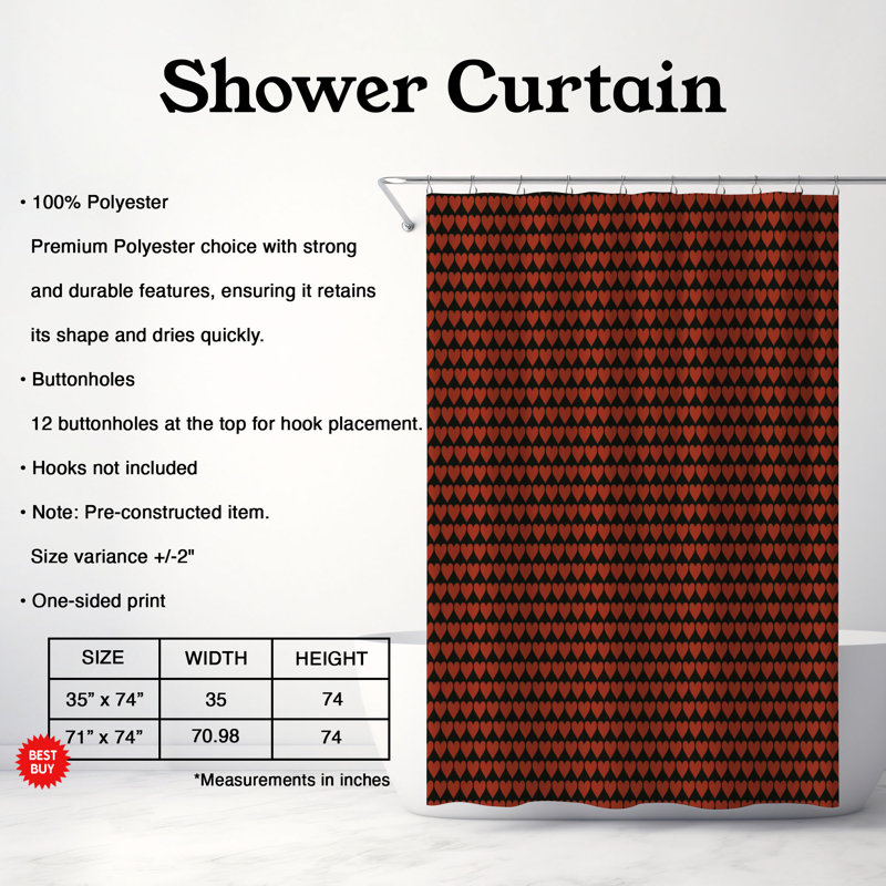 Rideau de douche Snug - Premium, H 74 po x l 71 po, Rouge