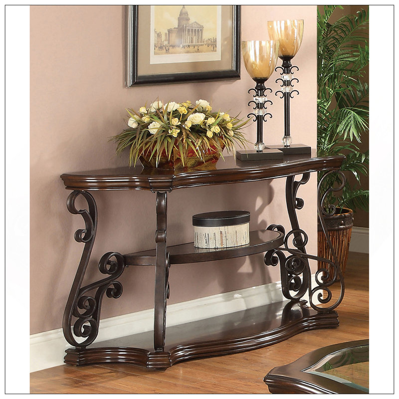 Gretta Merlot 2-Shelf Sofa Console Table