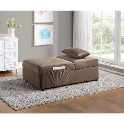 Banc de rangement moderne à plateau relevable avec lit escamotable et meubles en bois massif touffeté en velours