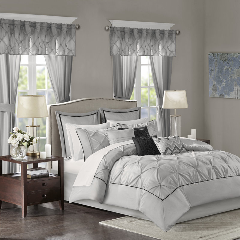 Joella 24 Piece Room in a Bag, King Comforter + 23 Additional Pieces, Gray