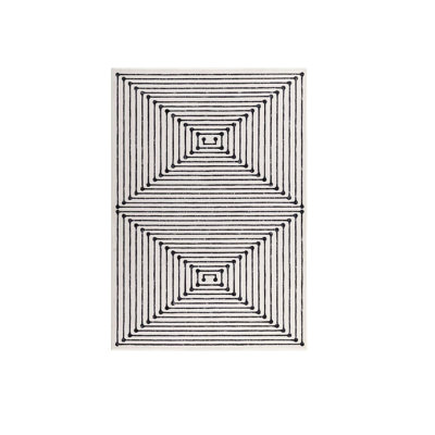 Tapis noir et blanc 5 pi x 7 pi pour salon, noir et blanc