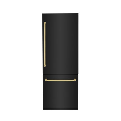 ZLINE Autograph Edition 30 in. 16.1 cu. ft. Built-In Bottom Freezer Refrigerator with Water Dispenser and Ice Maker
