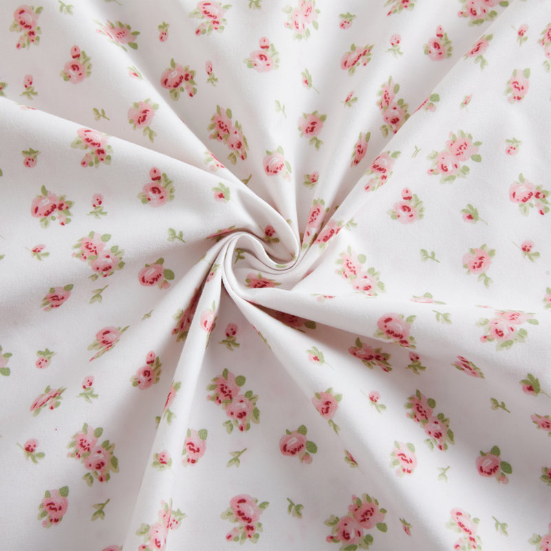 Ensemble de draps en coton à imprimé floral 4 pièces Marina, Ensemble de draps pour grand lit + drap-housse + 2