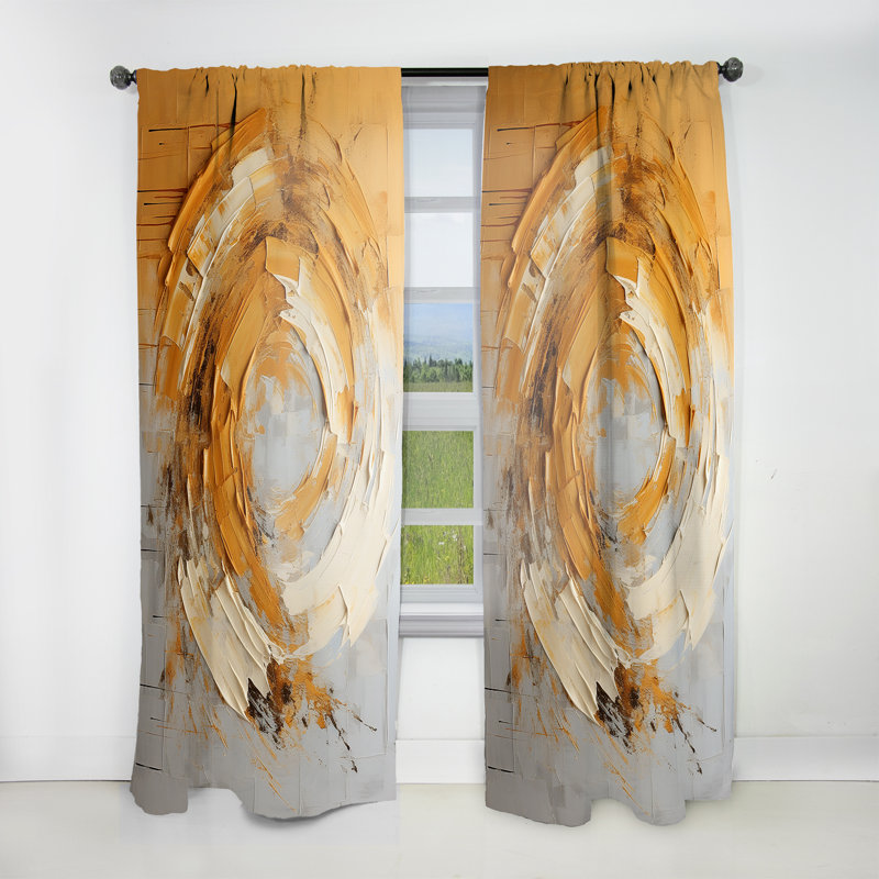 Gorou Golden Lemon Zest Spiral III - Modern Curtain - Velvet Room Darkening - 1 Panel, 52" W x 108" L