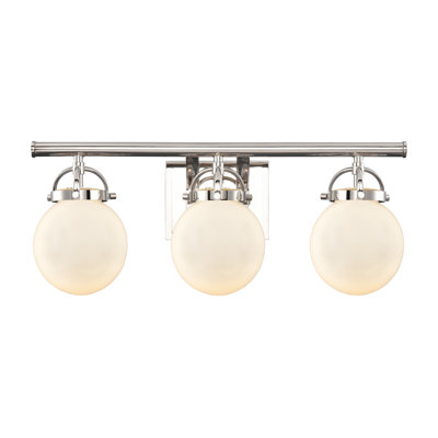 Jeremiah - 3 lumières - 22 po - Nickel poli - Verre blanc mat avec boîtier - Éclairage pour meuble-lavabo