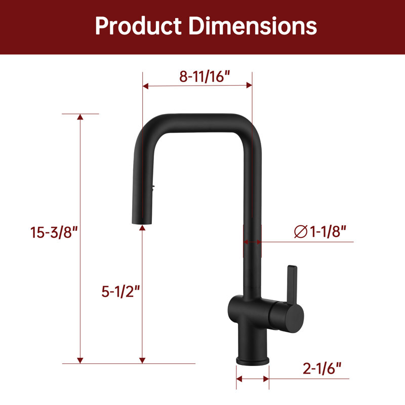 Robinet d'évier de cuisine en acier inoxydable 304, double mode de pulvérisation sans plomb Sumerain, Noir mat