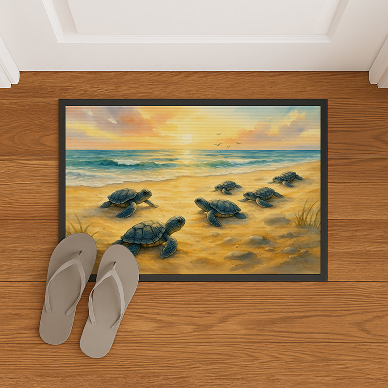 Turtle Hatchlings Doormat, 24" W x 36" L
