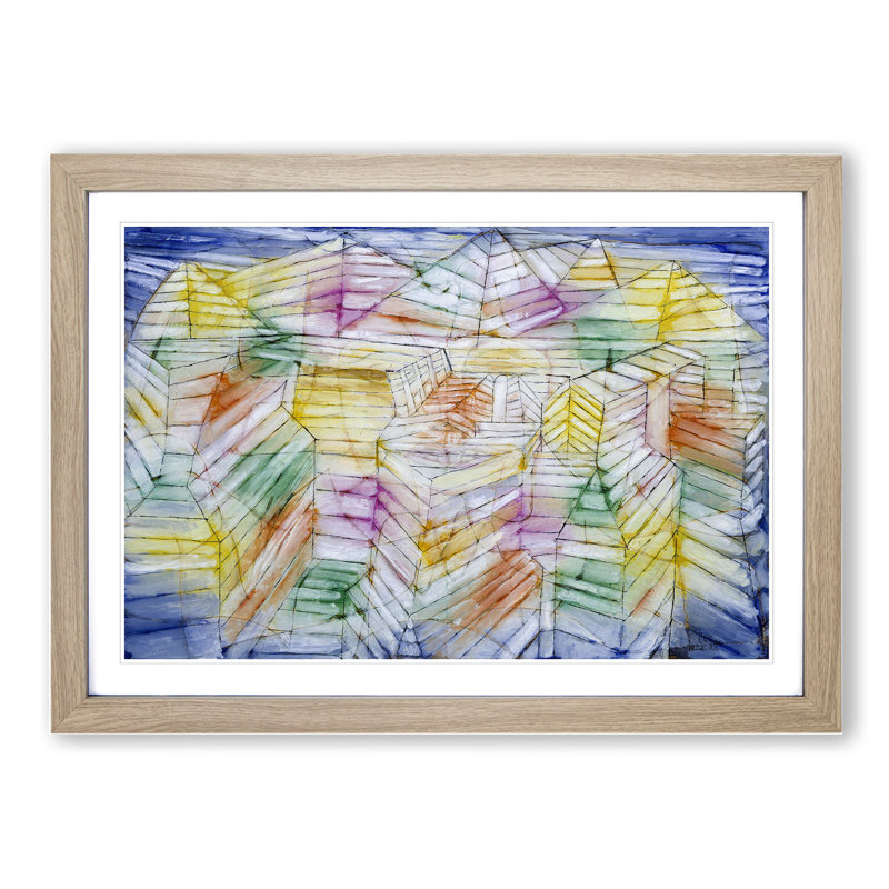 Mountain Construction by Paul Klee - Framed Print, 48cm H x 65cm W x 2cm D, Oak Framed