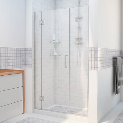 DreamLine Unidoor-X 52 - 52.5 inch W x 72 inch H Frameless Hinged Shower Door in Brushed Nickel