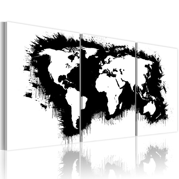 Latitude Run® Canvas Print - The World Map In Black-And-White | Wayfair