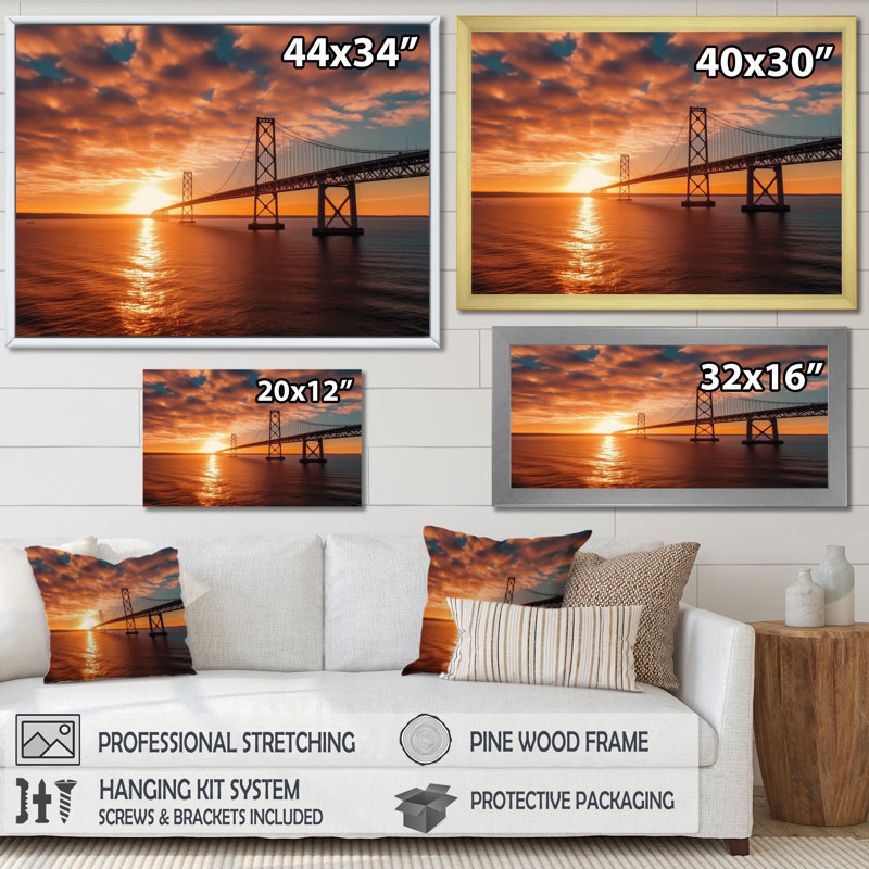 «Virginia Landmark At Sunset», reproduction sur toile, H 24 po x l 32 po x P 1 po, Cadre doré à une seule photo