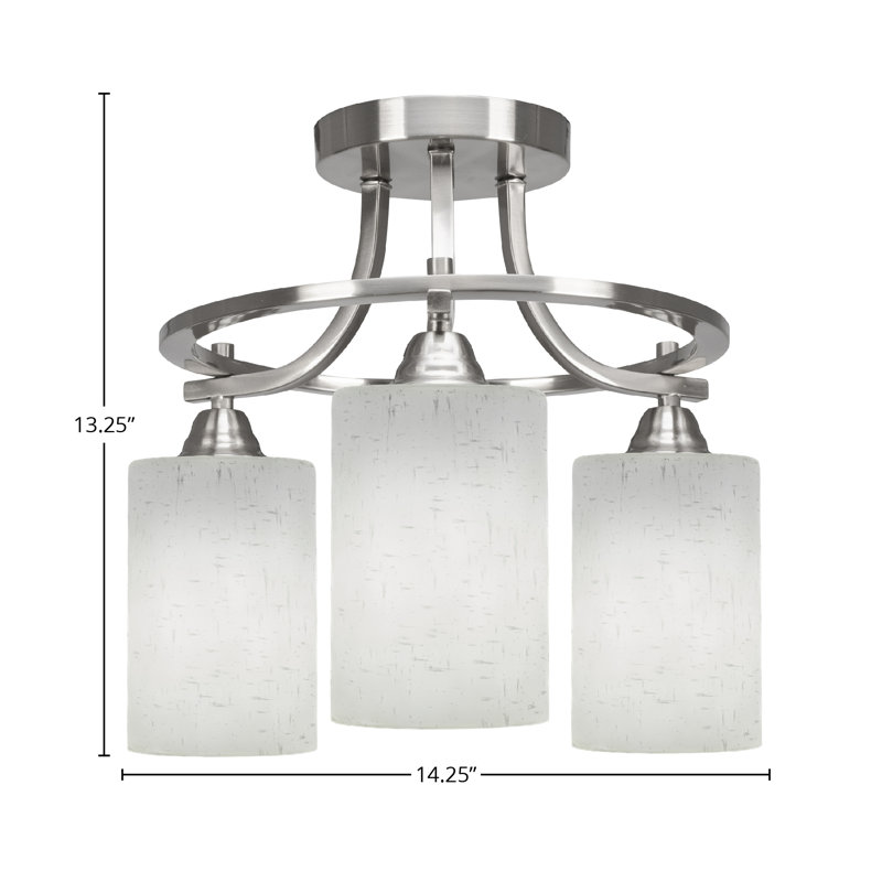 Ghayth Paramount 3 Light Semi-Flush Shown In Brushed Nickel Finish With 4" Muslin Glass, White