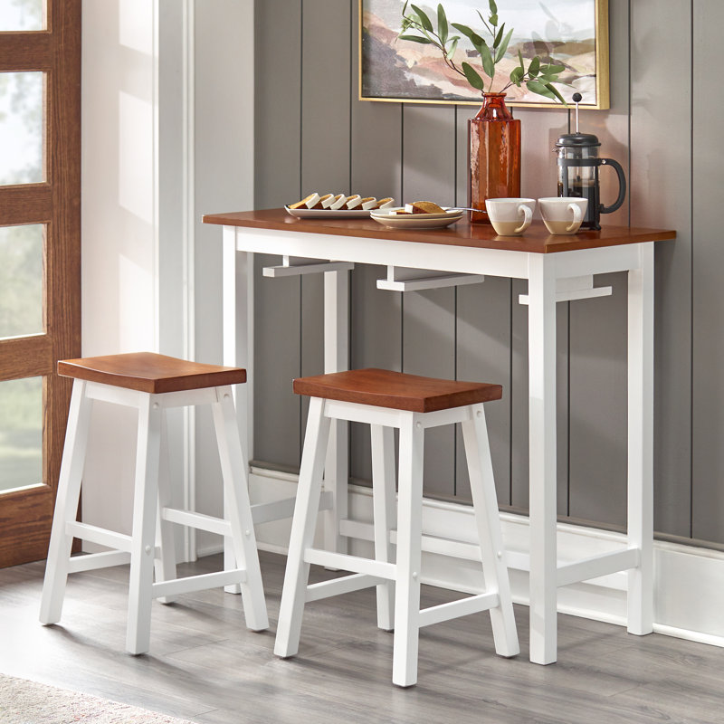 Paranita 3 Piece Pub Set, White/Walnut