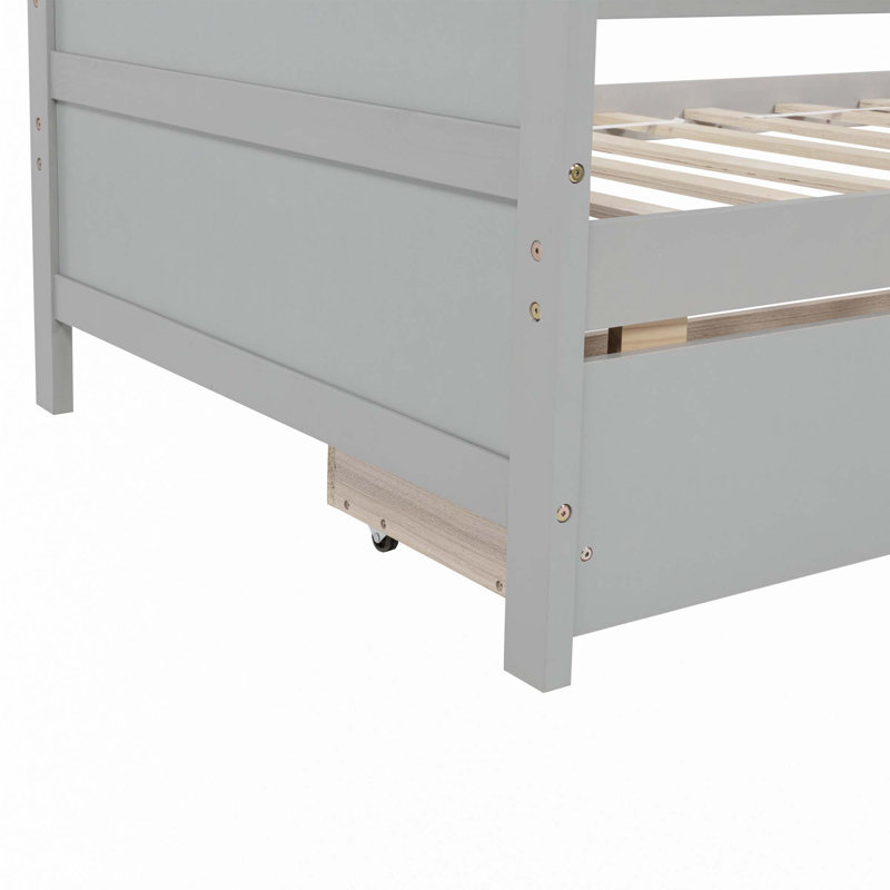 Twin size pine wood daybed with two storage drawers, Gray