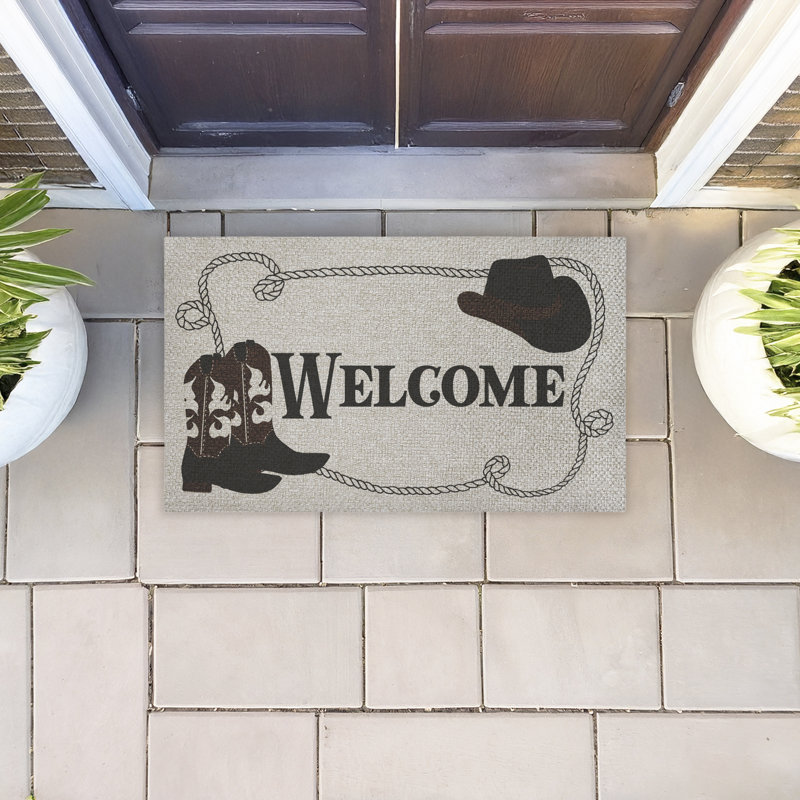 Paillasson Welcome Cowboy, Corde et bottes Welcome Cowboy