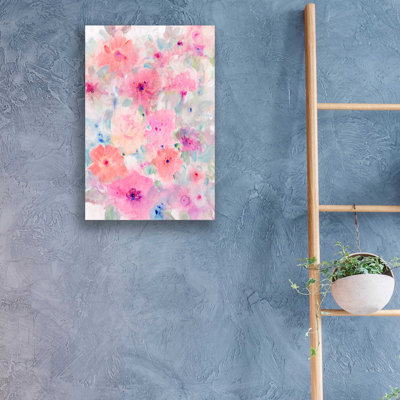 «Bright Floral Design I» par Tim O'Toole, art mural en verre acrylique, 16 po x 24 po