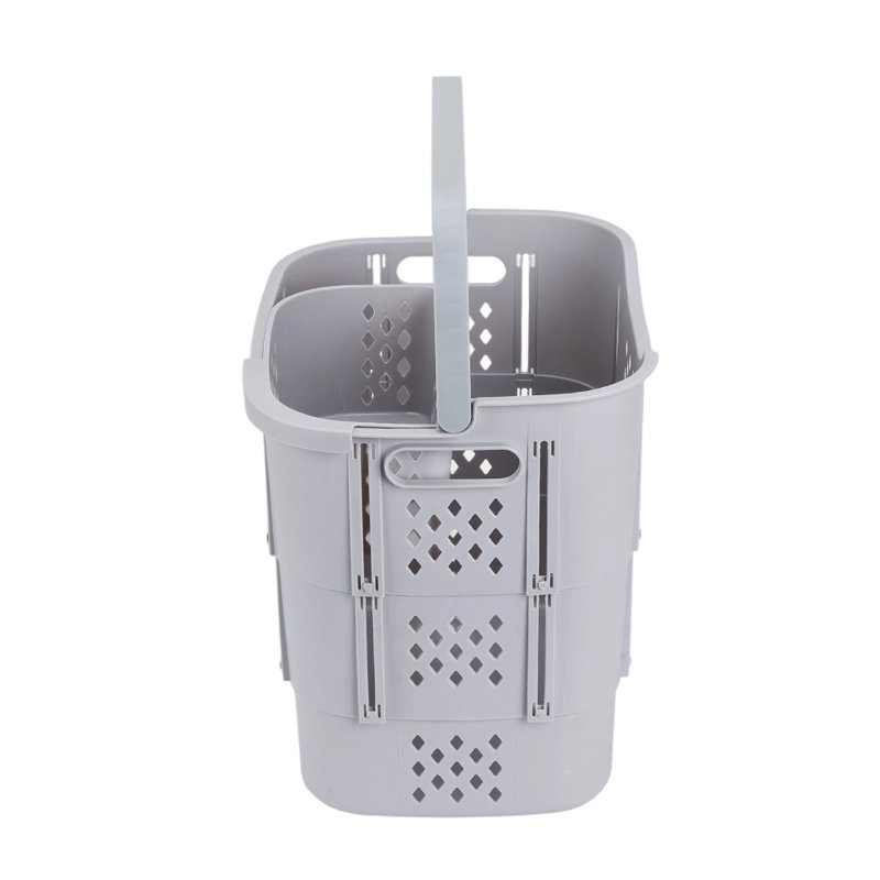 Plastic Laundry Basket with Handles, Grey