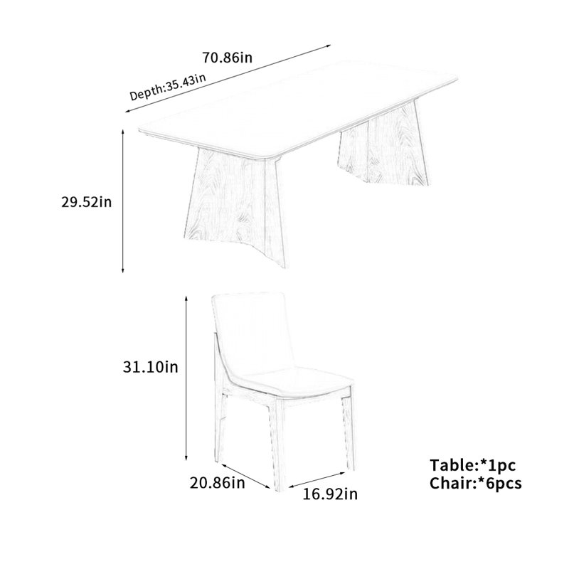 Table de salle à manger scandinave, H 29,52 po x L 70,86 po x l 35,43 po