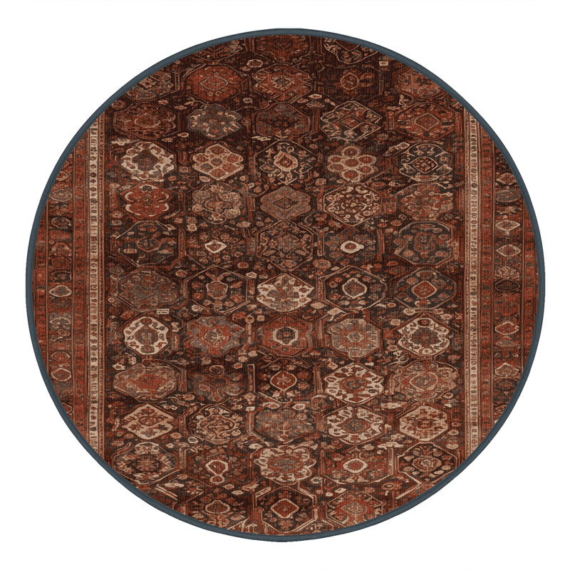 Tapis brun lavable à la machine, Rond 3 pi