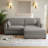 Maelina 3 - Piece Upholstered Light Gray Corduroy Modular Sofa Sectional with Pillow Back and Removable Ottoman-999701649