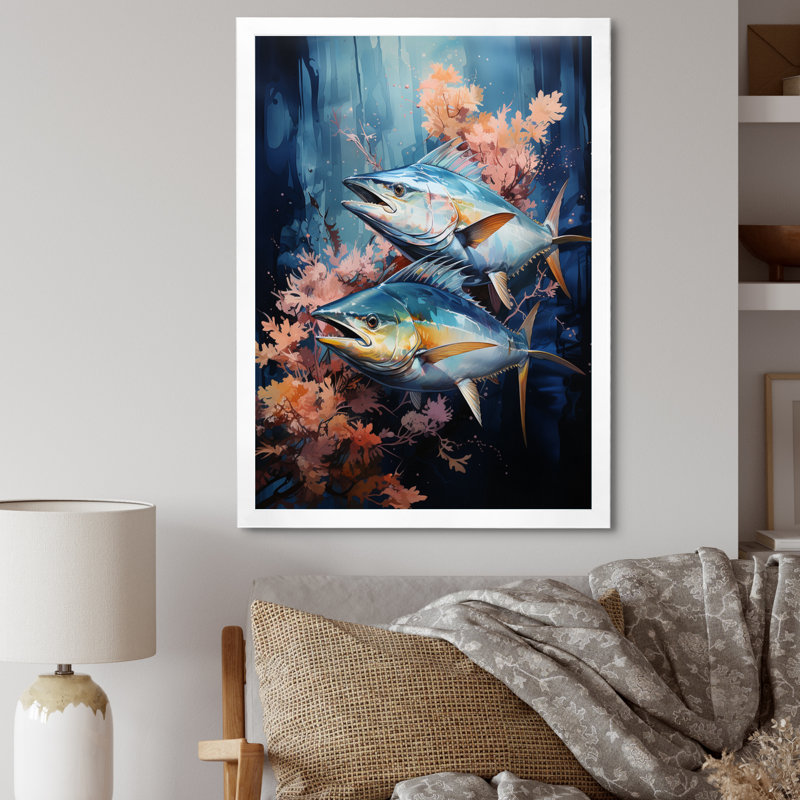Zao " Fishing Majestic Marlins V ", White Picture Framed, 32" H x 24" W x 1" D
