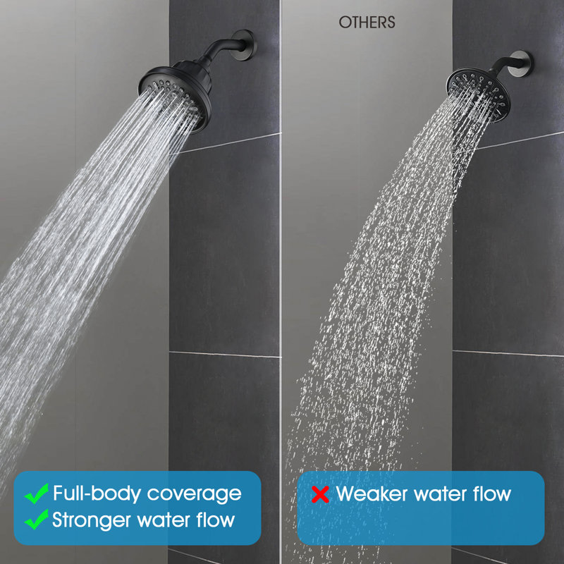 Multi Function Fixed Shower Head, Matte Black