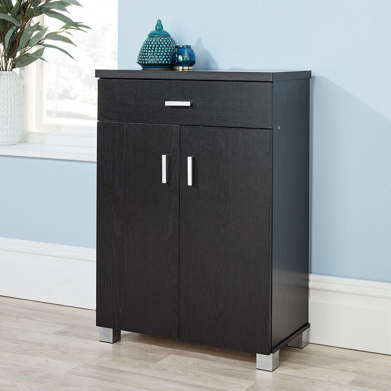 10 Pair Shoe Storage Cabinet, Black