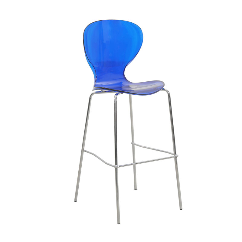 Tabouret de bar en acrylique Edenfield, Bleu transparent