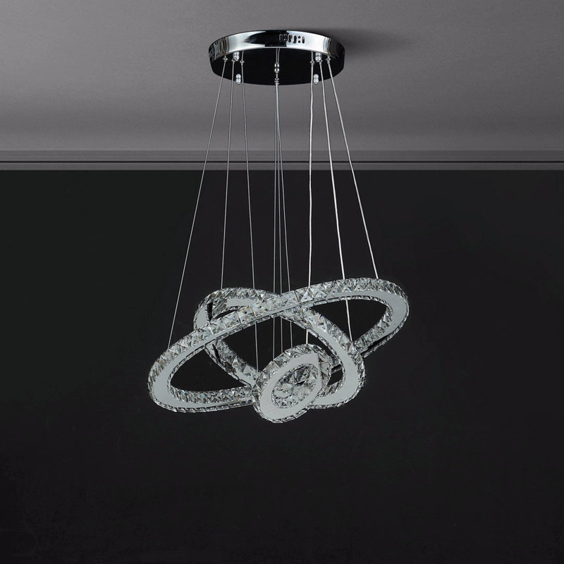 Petit lustre à télécommande réglable en cristal de 11,8 po à 47,2 po Eira
