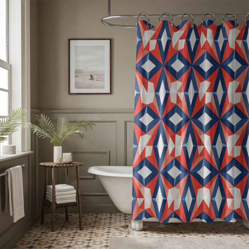 Rideau de douche 1 pièce Americana Folk Art, H 74 po x l 71 po
