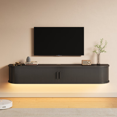 Meuble télé flottant avec lumières RVB, tablette murale 63 po