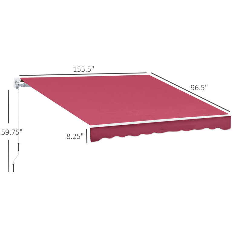 Auvent rétractable, Rouge, H 59,75 po x l 155,5 po x P 96,5 po