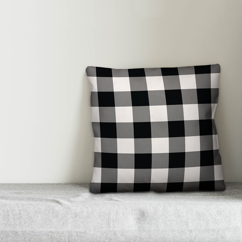 Gingham Throw Pillow, Black