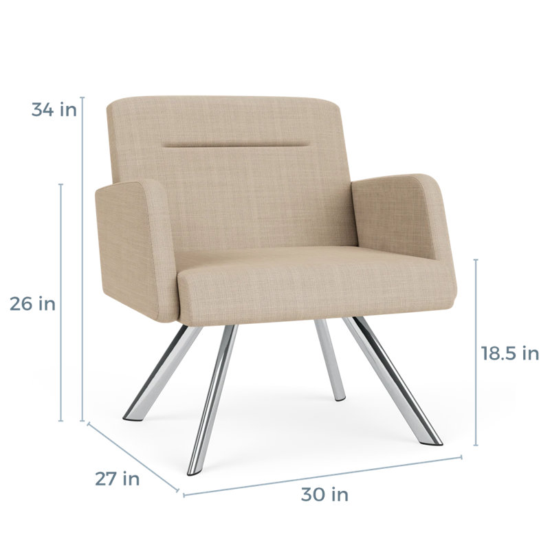 Fauteuil de réception Willy, Plaqué chrome, Chambray calcaire