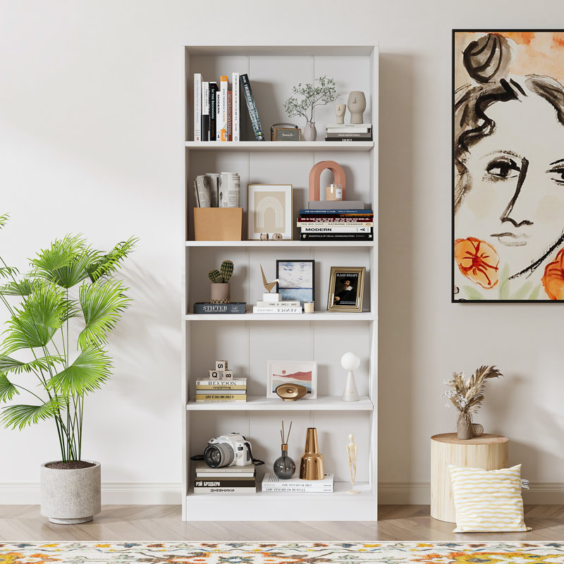 Bibliothèque standard Jalacia, Grand blanc, (5 tablettes) H 67 po x l 24 po x P 9 po