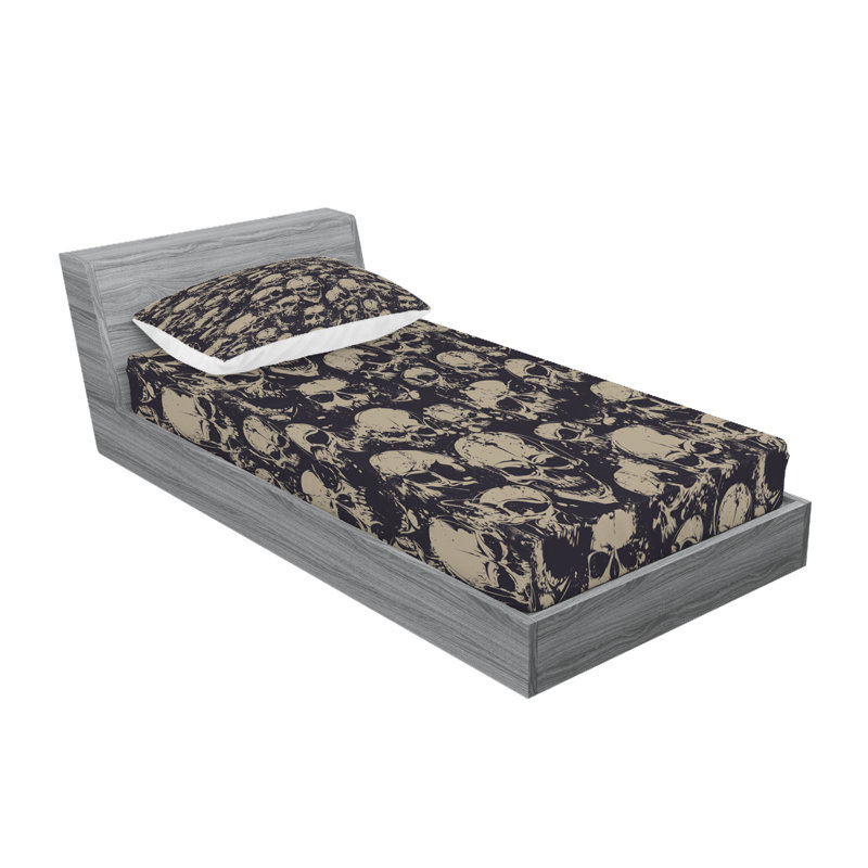 Ensemble de draps et taies décoratives Ambesonne Skull, gris anthracite / brun clair